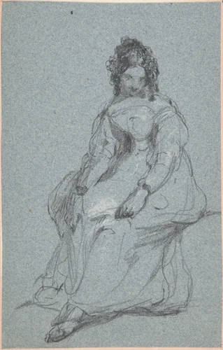 Seated girl by George Jones, drawing, 1820-1840