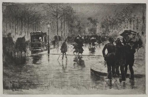 Artists Returning from the Salon by Félix Hilaire Buhot, print, 1877