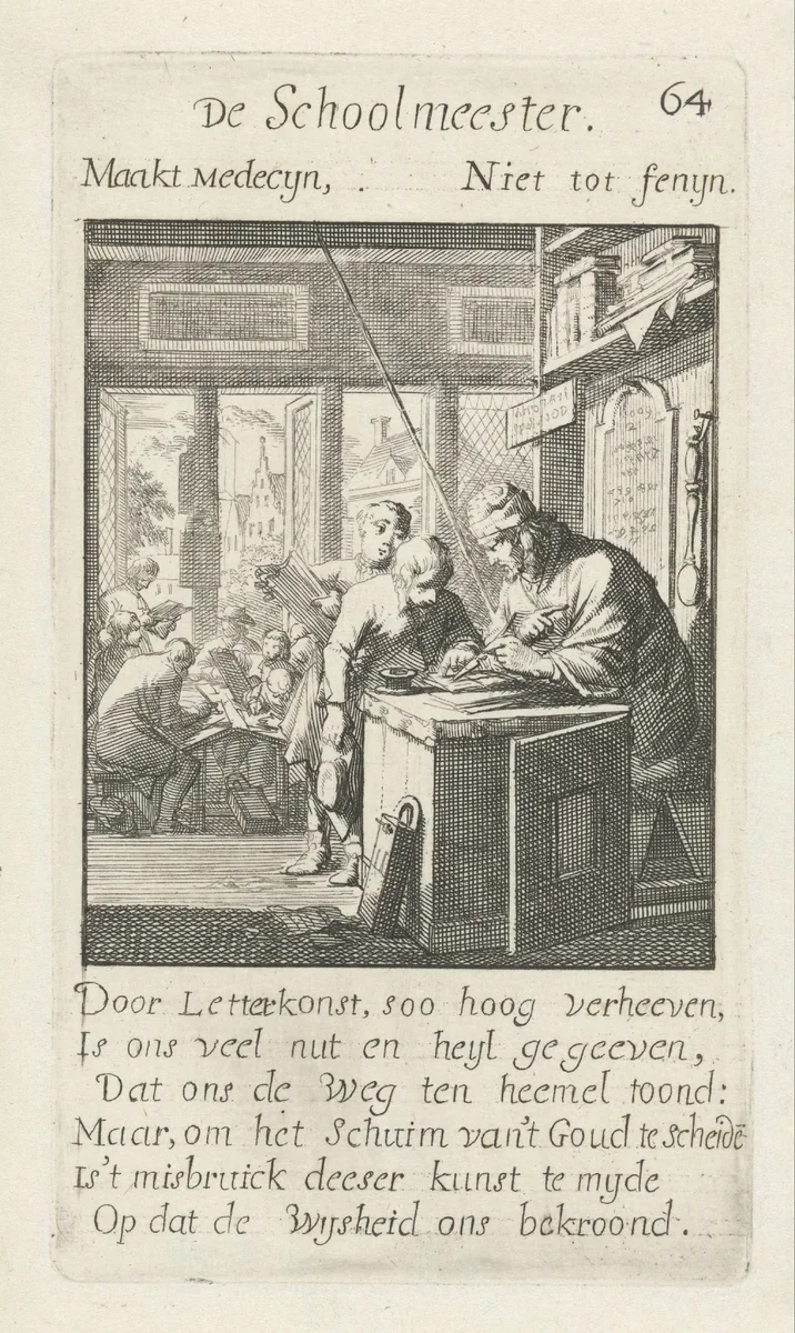 Schoolmeester by Jan Luyken, print, 1694