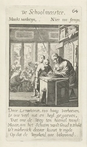 Schoolmeester by Jan Luyken, print, 1694