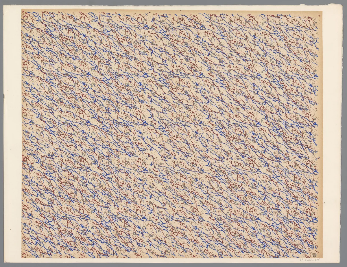 Blad met geaderd patroon by anonymous, print, 1800-1900