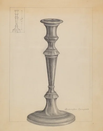 Candlestick by Rollington Campbell, index of american design, 1936