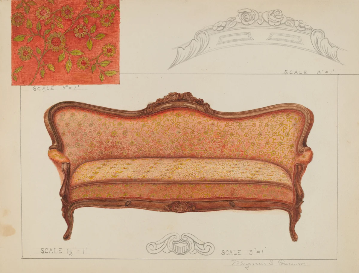 Sofa by Magnus S. Fossum, index of american design, 1936