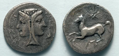 Two Litrae: Janiform Head (obverse); Horse (reverse) by Unknown, metalwork, -344--317