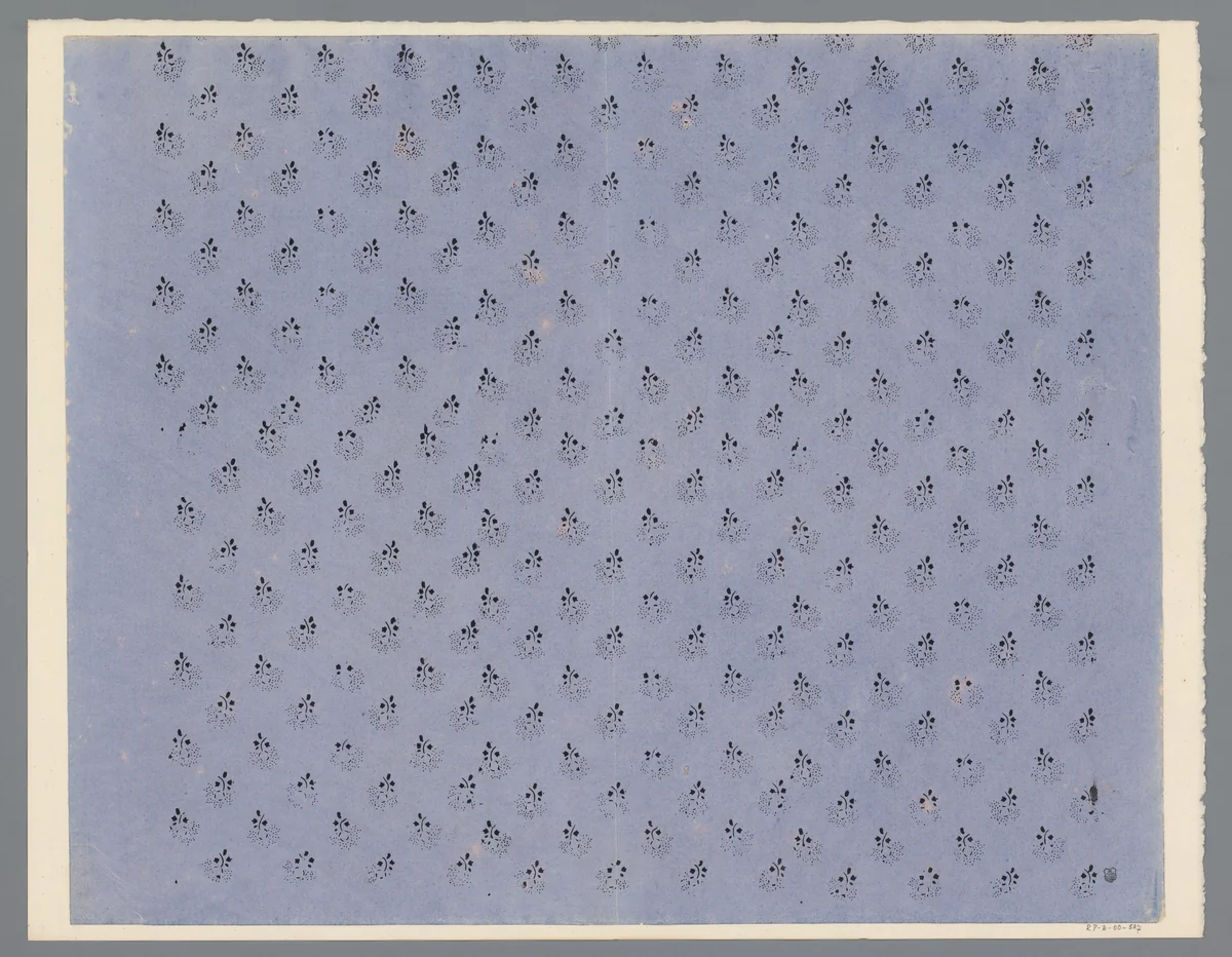 Blad met strooipatroon van bloemmotief by anonymous, print, 1800-1900