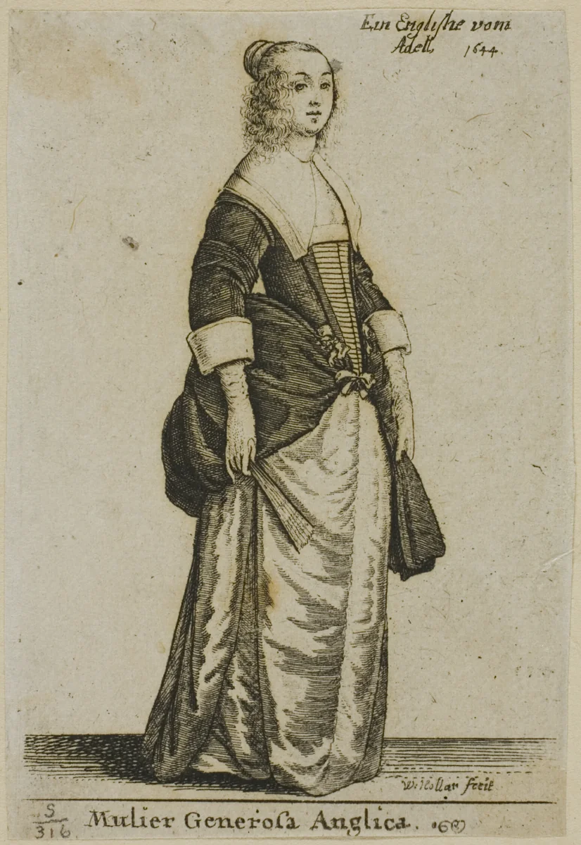 English Gentlewoman by Wenceslaus Hollar, print, 1644