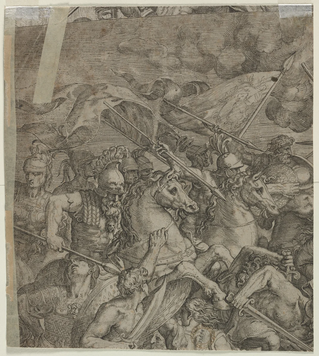 Battle of the Milvian Bridge (fragment) (verso) by Unknown, print, 1500-1600