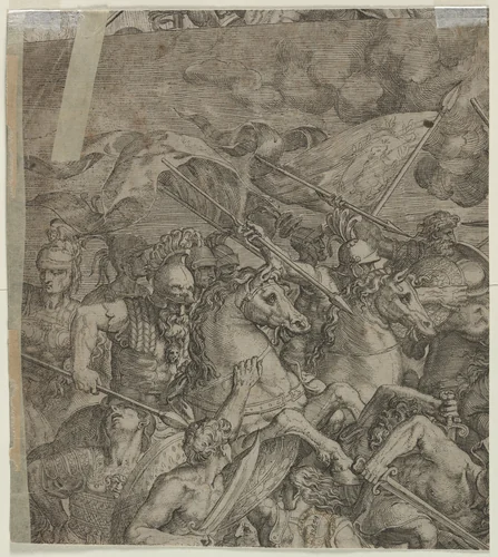 Battle of the Milvian Bridge (fragment) (verso) by Unknown, print, 1500-1600