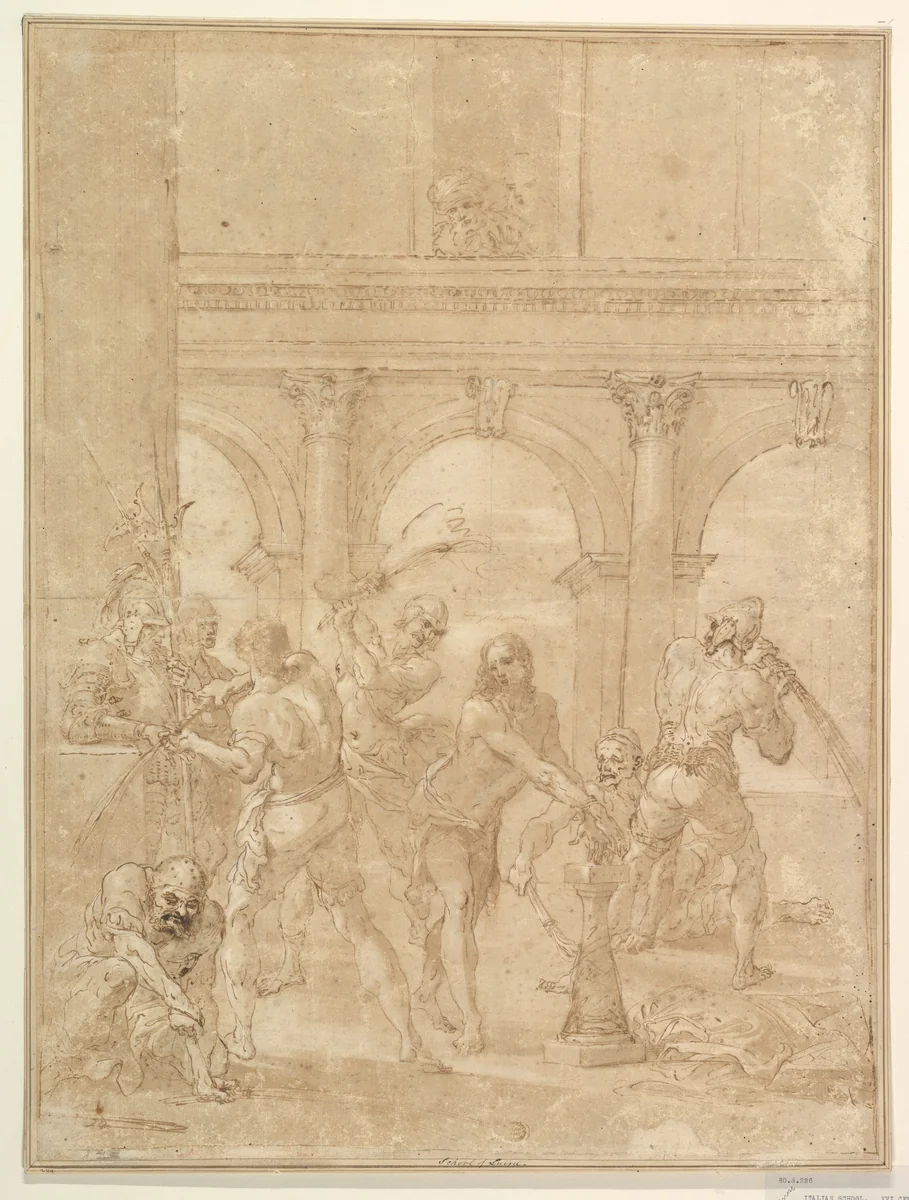 Scourging of Christ by Aureliano Milani, drawing, 1700-1740