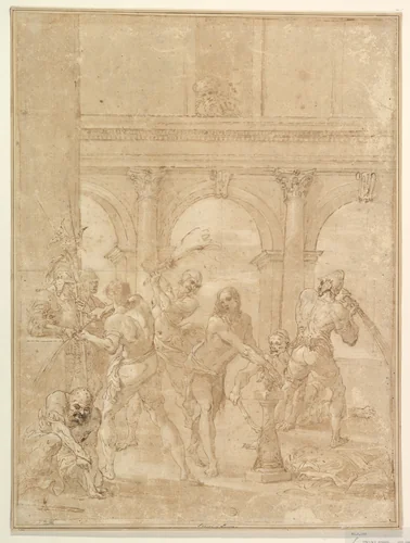 Scourging of Christ by Aureliano Milani, drawing, 1700-1740