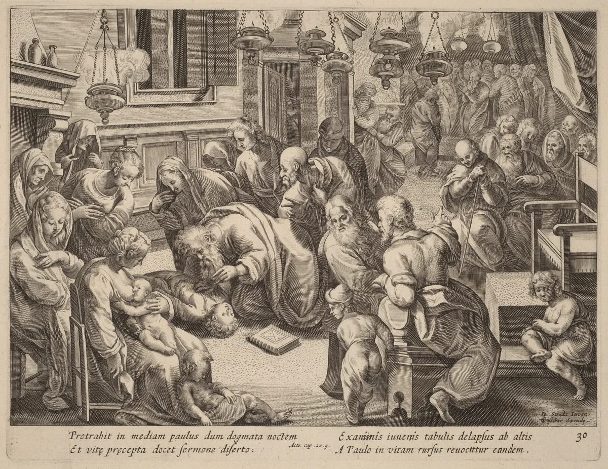 The Fall of Euthychus by Philip Galle, print, 1537-1612