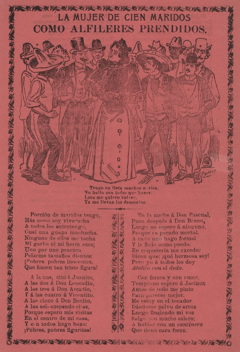 La Mujer de Cien Maridos - Como Alfileres Prendidos by José Guadalupe Posada, print, 1901
