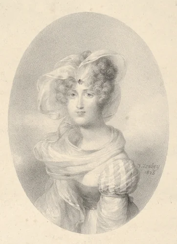 Portrait of Madame Ditte-Harmite by Jean Baptiste Isabey, print, 1825
