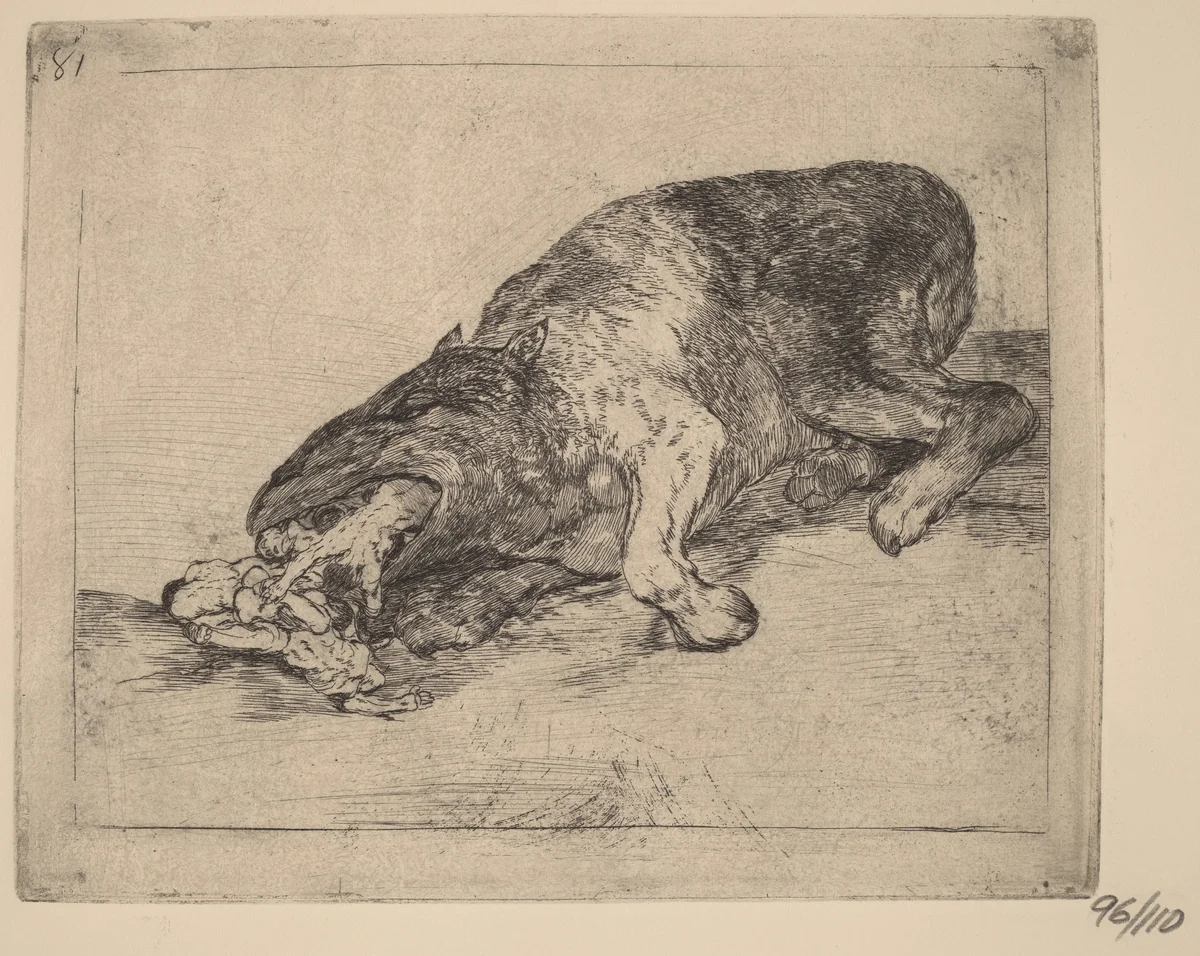 Fiero monstruo! (Fierce Monster!) by Francisco Goya, print, 1810-1820