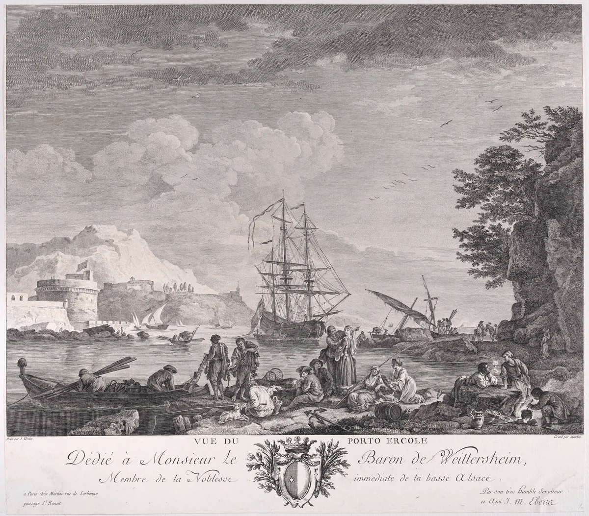 View of Port Ercole by Joseph Vernet, print, 1745-1805