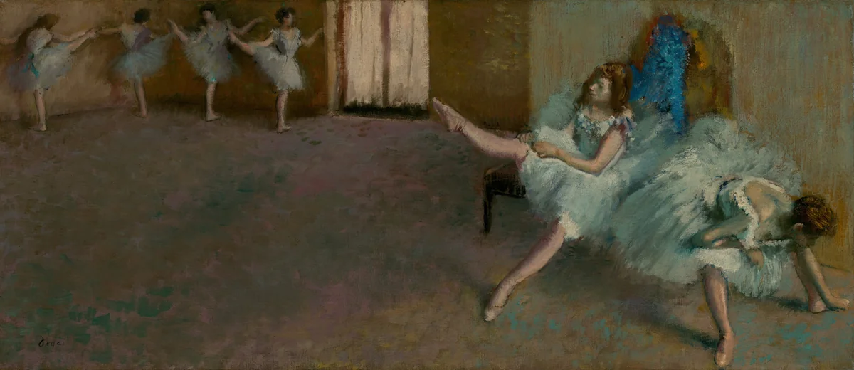 Before the Ballet by Edgar Degas, painting, 1890-1892