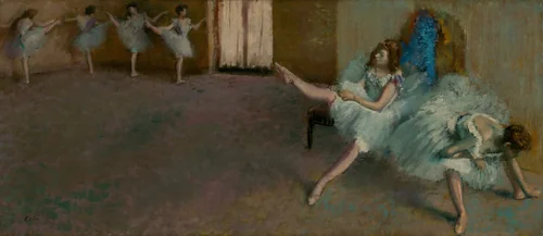 Before the Ballet by Edgar Degas, painting, 1890-1892
