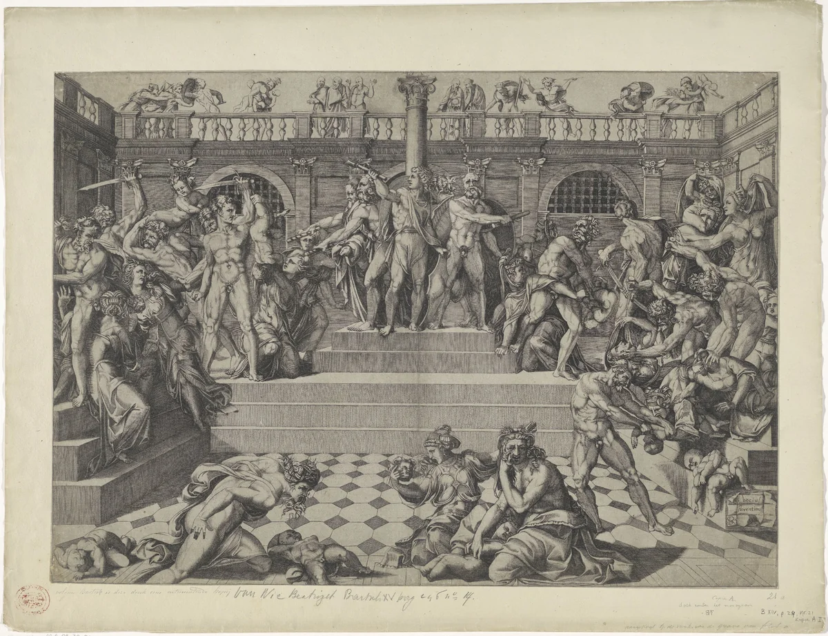 Kindermoord te Betlehem by Nicolas Beatrizet, print, 1517-1565