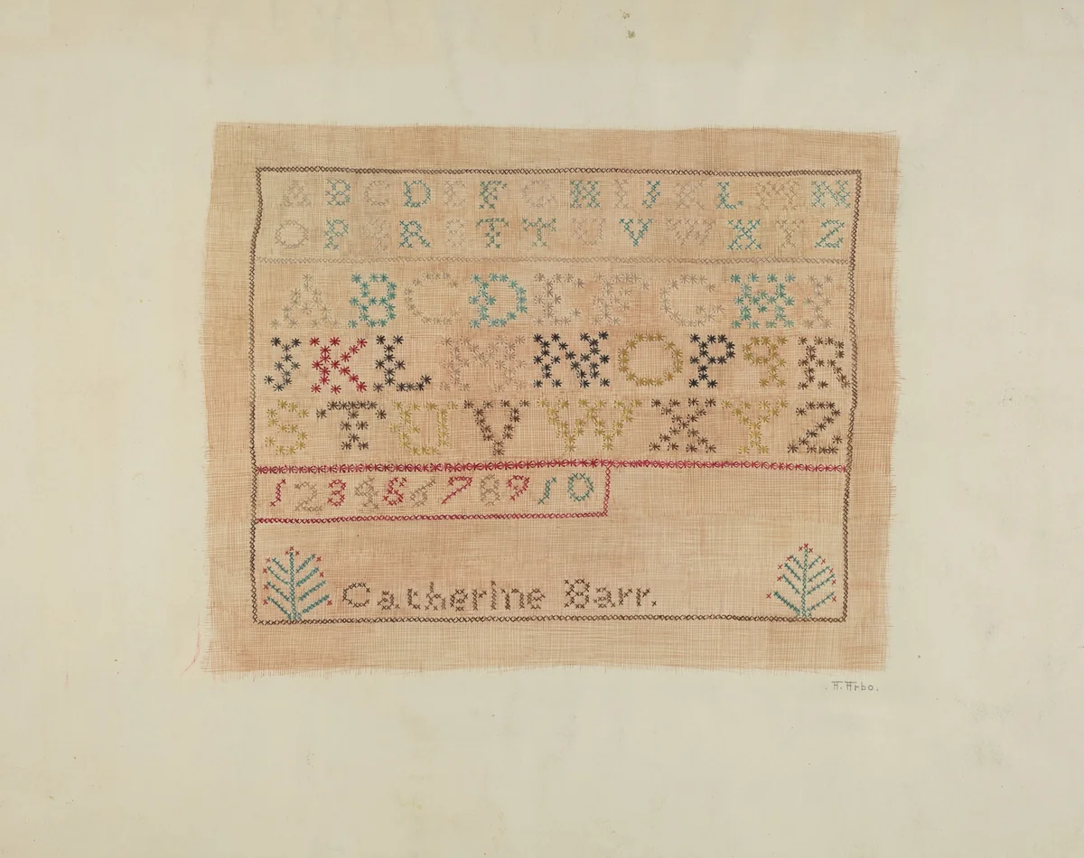 Sampler by Aurelia Arbo, index of american design, 1937