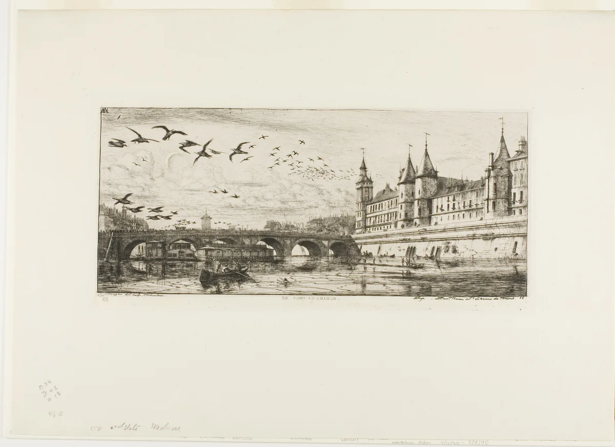 Pont-au-Change, Paris by Charles Meryon, print, 1854