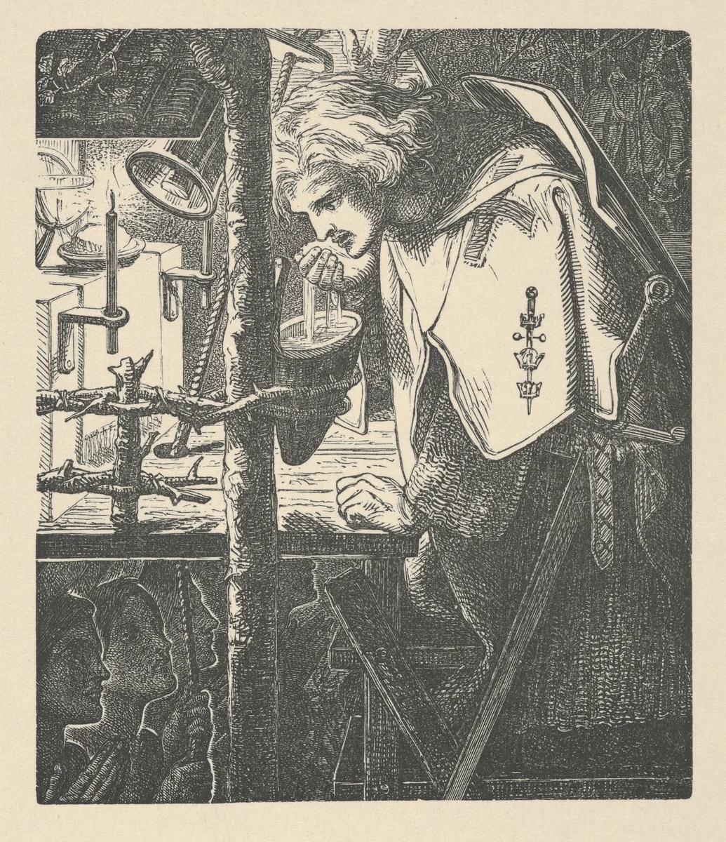 Sir Galahad (from Tennyson's Poems, New York, 1903) by Dante Gabriel Rossetti, print, 1857-1903