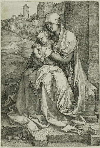 Madonna by the Wall by Albrecht Dürer, print, 1514