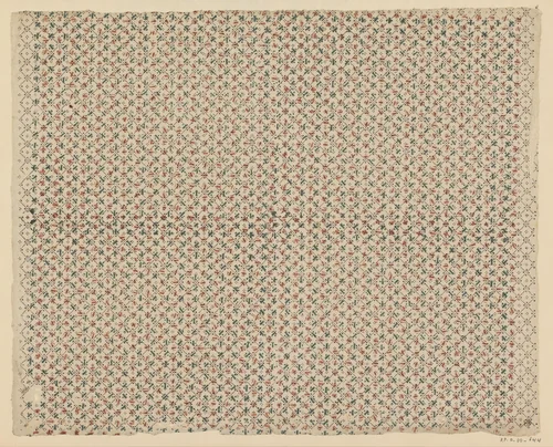 Blad met ruitenpatroon en fantasiemotief by anonymous, print, 1750-1900