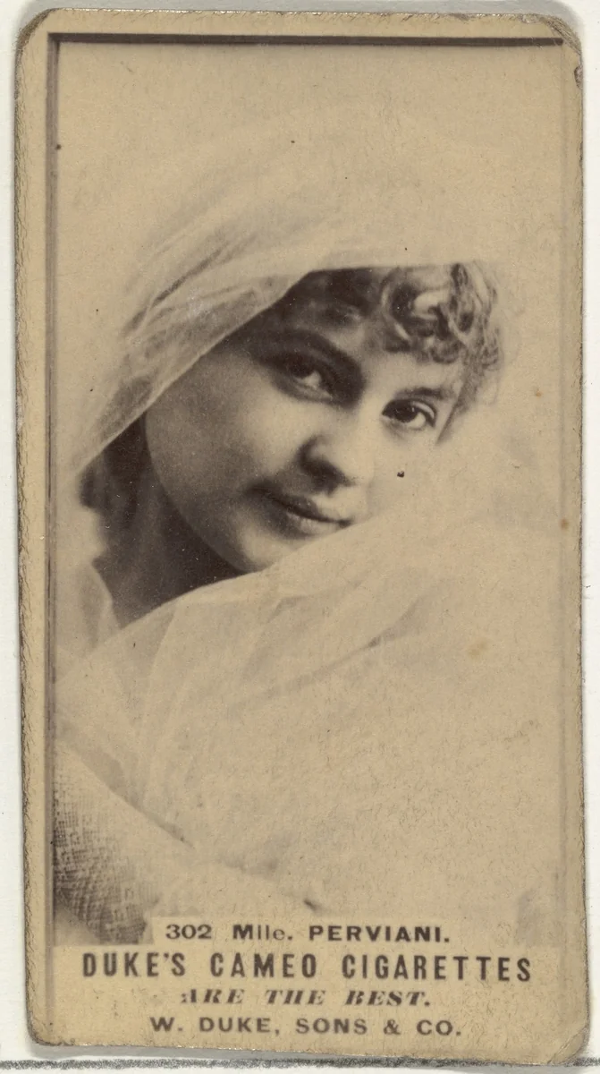 Card Number 302, Mlle. Perviani, from the Actors and Actresses series (N145-5) issued by Duke Sons & Co. to promote Cameo Cigarettes by W. Duke, Sons & Co., photograph, 1880-1889