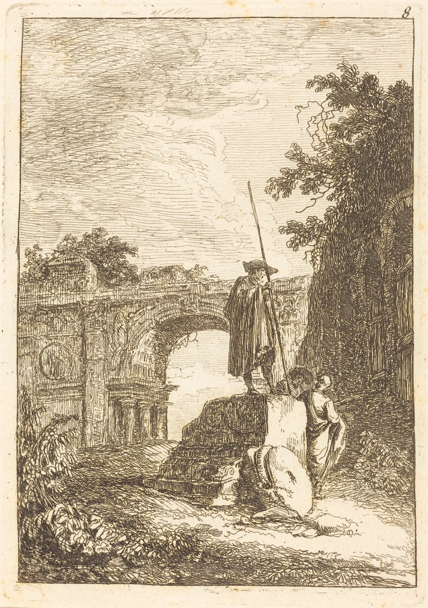 The Triumphal Arch by Hubert Robert, print, 1733-1808