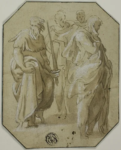 Saint Paul and Three Other Standing Figures by Count Antonio Maria Zanetti the Elder, drawing, 1780-1799