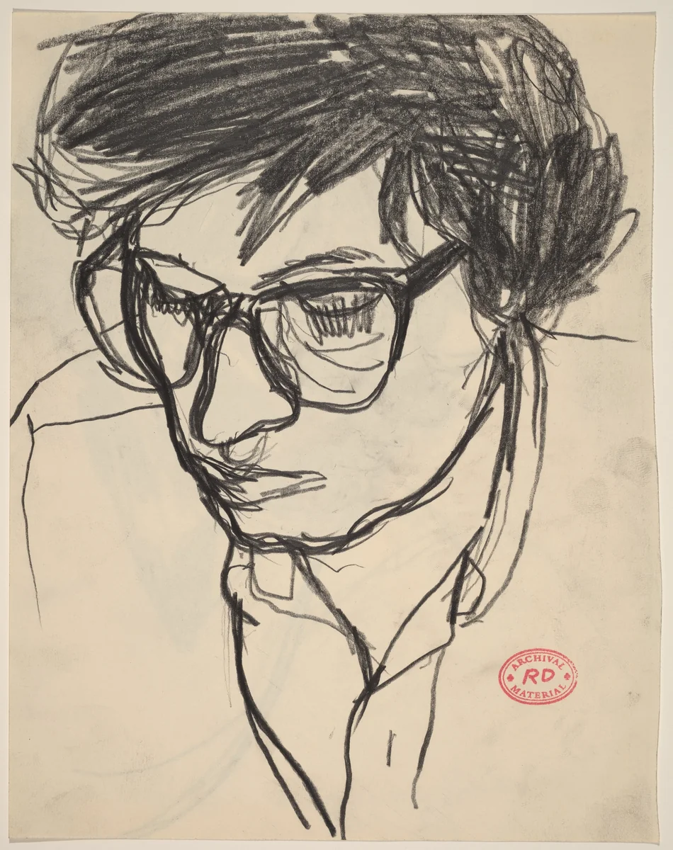 Untitled [head of a woman in eyeglasses] [recto] by Richard Diebenkorn, drawing, 1955-1967