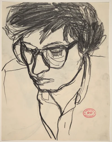 Untitled [head of a woman in eyeglasses] [recto] by Richard Diebenkorn, drawing, 1955-1967