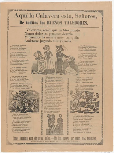 Skeletons of the good defenders by José Guadalupe Posada, print, 1895-1905