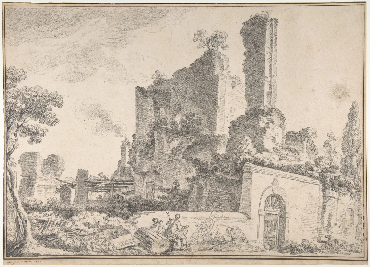 Trofei di Mario, Rome by Louis Chaix, drawing, 1776