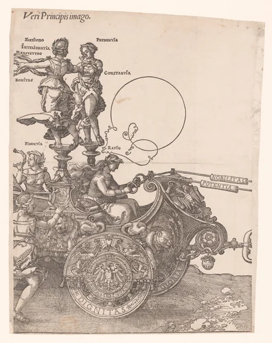 Triomfwagen van keizer Maximiliaan I by Hans Guldenmund, print, 1527-1529