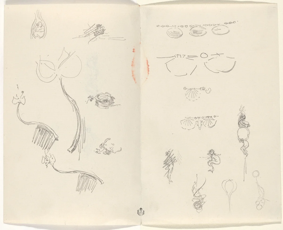 Studies for Jewelry Designs [verso] by Beatrix Godwin Whistler, drawing, 1857-1896