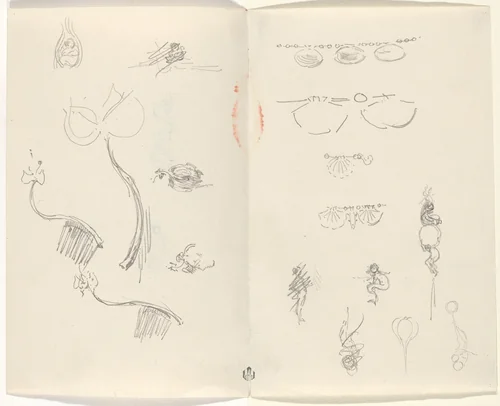 Studies for Jewelry Designs [verso] by Beatrix Godwin Whistler, drawing, 1857-1896
