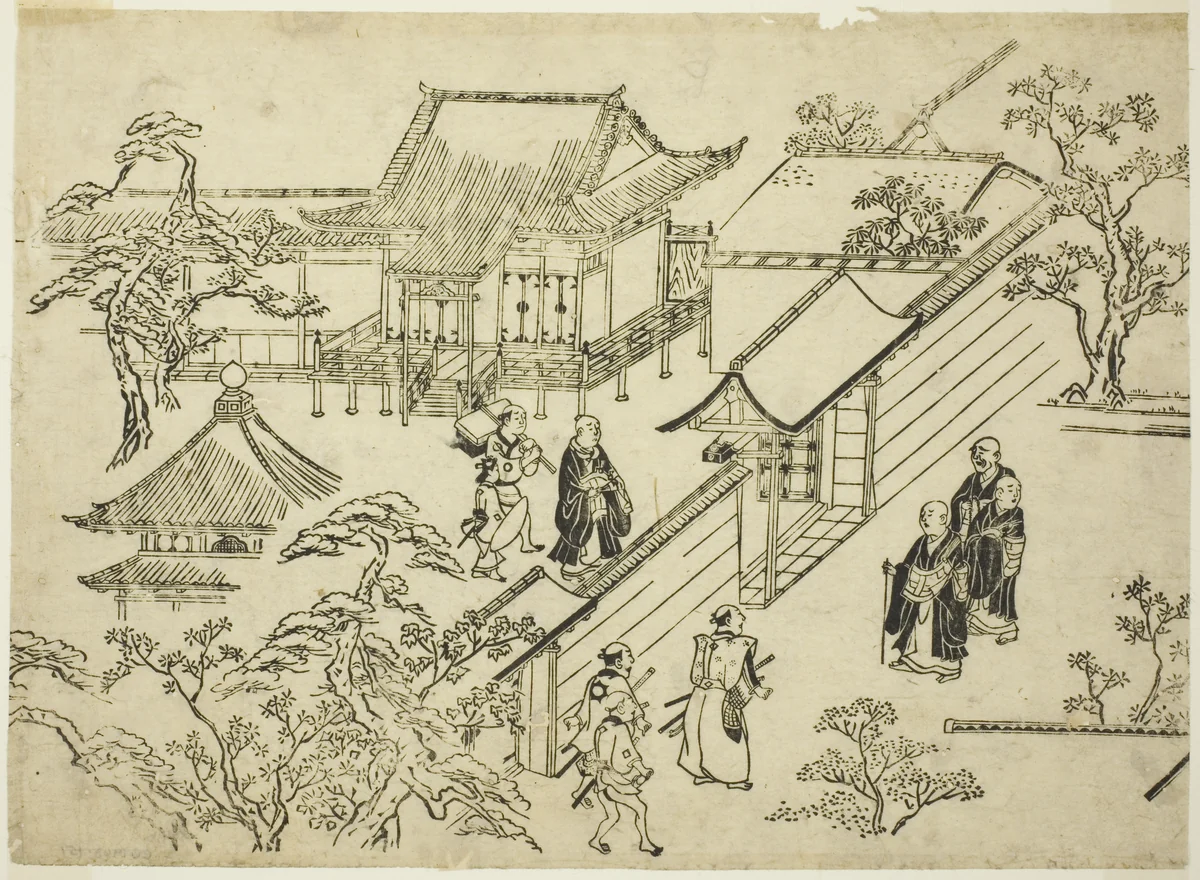 Honbo, from the series "Scenes of Flower-viewing at Ueno (Ueno hanami no tei)" by Hishikawa Moronobu (菱川師宣), print, 1676-1689