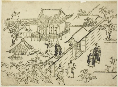 Honbo, from the series "Scenes of Flower-viewing at Ueno (Ueno hanami no tei)" by Hishikawa Moronobu (菱川師宣), print, 1676-1689