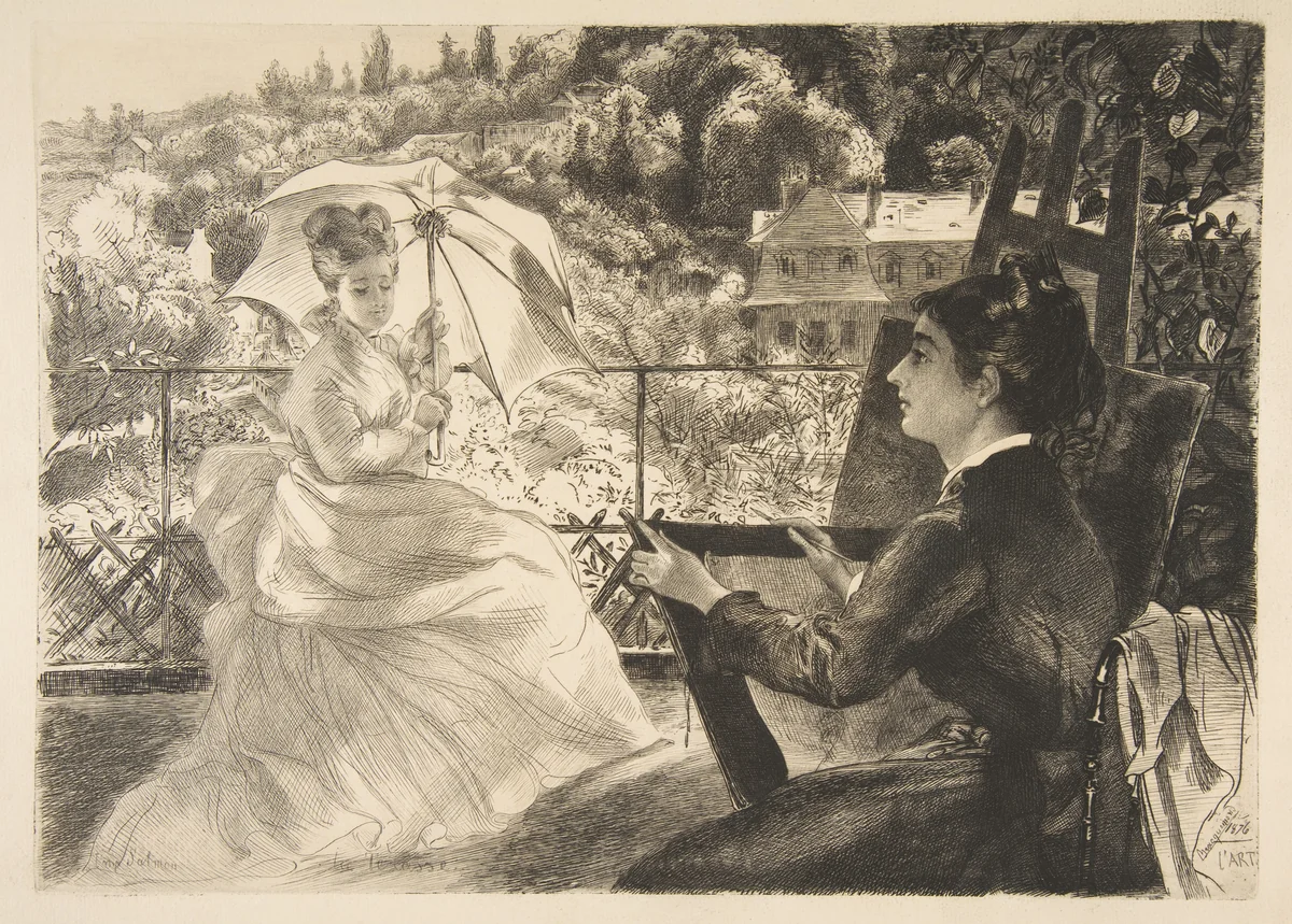 La Terrasse de la Villa Brancas, from "L'Art" by Félix Bracquemond, print, 1876