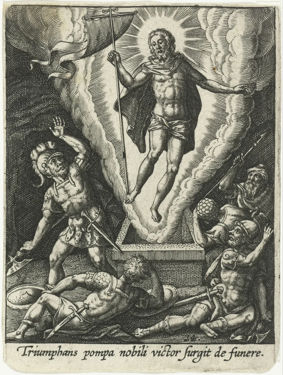 Wederopstanding van Christus by Adriaen Collaert, print, 1570-1618