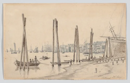 The Coastline of Altona Seen from the East by Martinus Rørbye, drawing, 1834