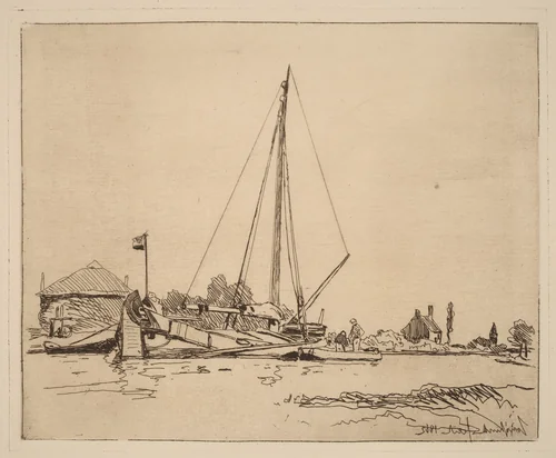 The Moored Boat (La Barque amarree) by Johan Barthold Jongkind, print, 1862