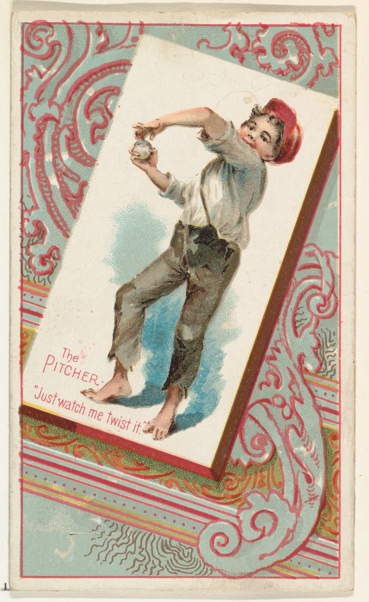 The Pitcher, "Just watch me twist it," from the Terrors of America set (N136) issued by Duke Sons & Co. to promote Honest Long Cut Tobacco by W. Duke, Sons & Co., print, 1888-1889