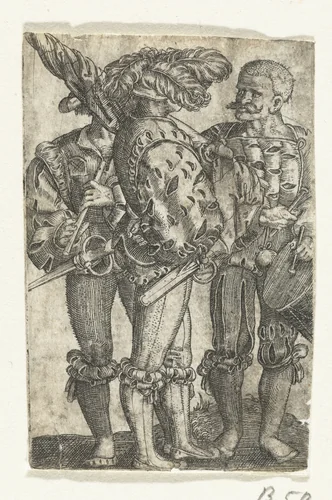 Trommelaar, standaarddrager en fluitist by anonymous, print, 1525-1590