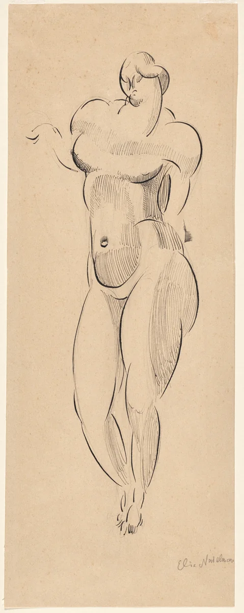 Standing Nude by Elie Nadelman, drawing, 1904