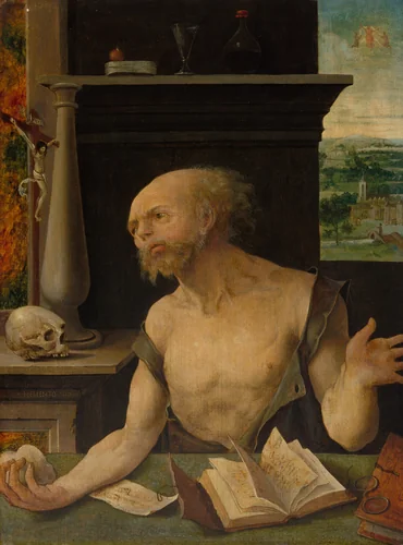 Saint Jerome in Penitence by Master of the Lille Adoration, painting, 1525-1530