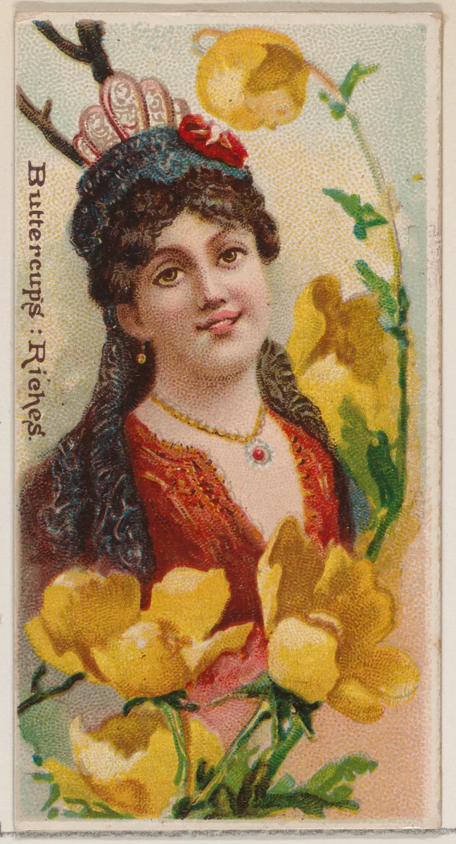 Buttercups: Riches, from the series Floral Beauties and Language of Flowers (N75) for Duke brand cigarettes by American Tobacco Company, print, 1892