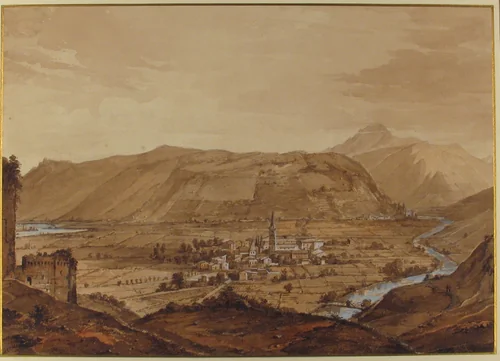 Village in an Alpine Valley by Victor Jean Nicolle, drawing, 1770-1826