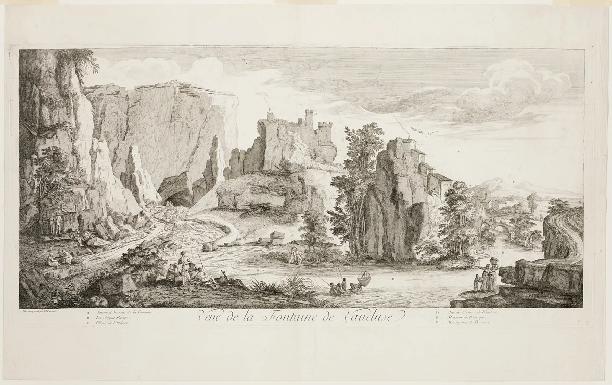 Veue de la Fontaine de Vaucluse by Joseph Parrocel, print, 1666-1704
